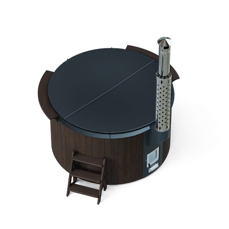 Купель Polar Spa ELITE 180 круглая с интегрированной печью для 2-4 человек (термососна темная) фото  фото - 4