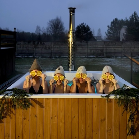 Купель Фурако Polar Spa ELITE QUATTRO 180 квадратная с интегрированной печью для 4 человек (термососна светлая) фото  фото - 6
