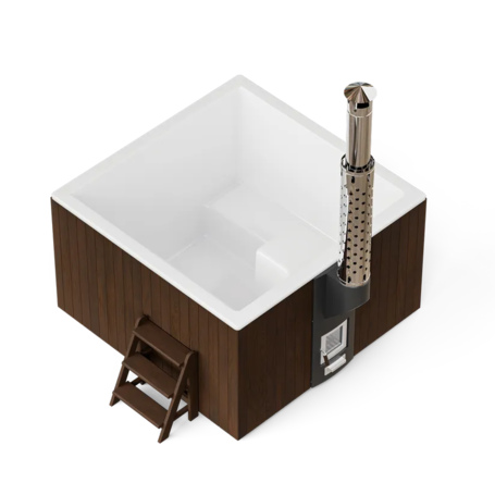 Купель Фурако Polar Spa ELITE QUATTRO 180 квадратная с интегрированной печью для 4 человек (термососна темная) фото  фото - 1