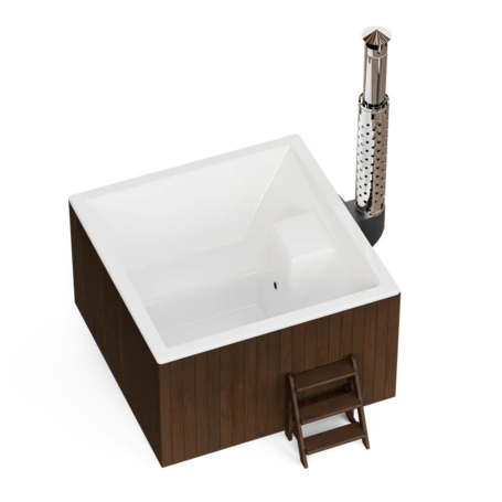 Купель Фурако Polar Spa ELITE QUATTRO 180 квадратная с интегрированной печью для 4 человек (термососна темная) фото  фото - 2