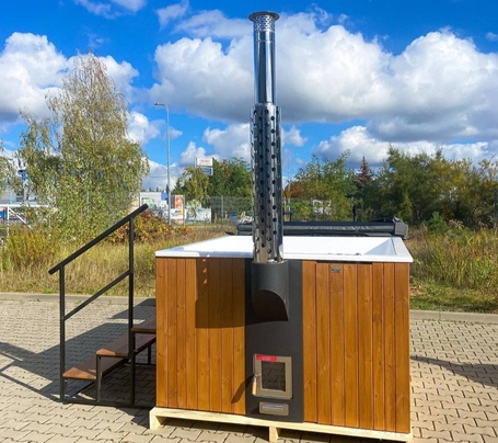 Купель Фурако Polar Spa ELITE QUATTRO 180 квадратная с интегрированной печью для 4 человек (термососна темная) фото  фото - 10